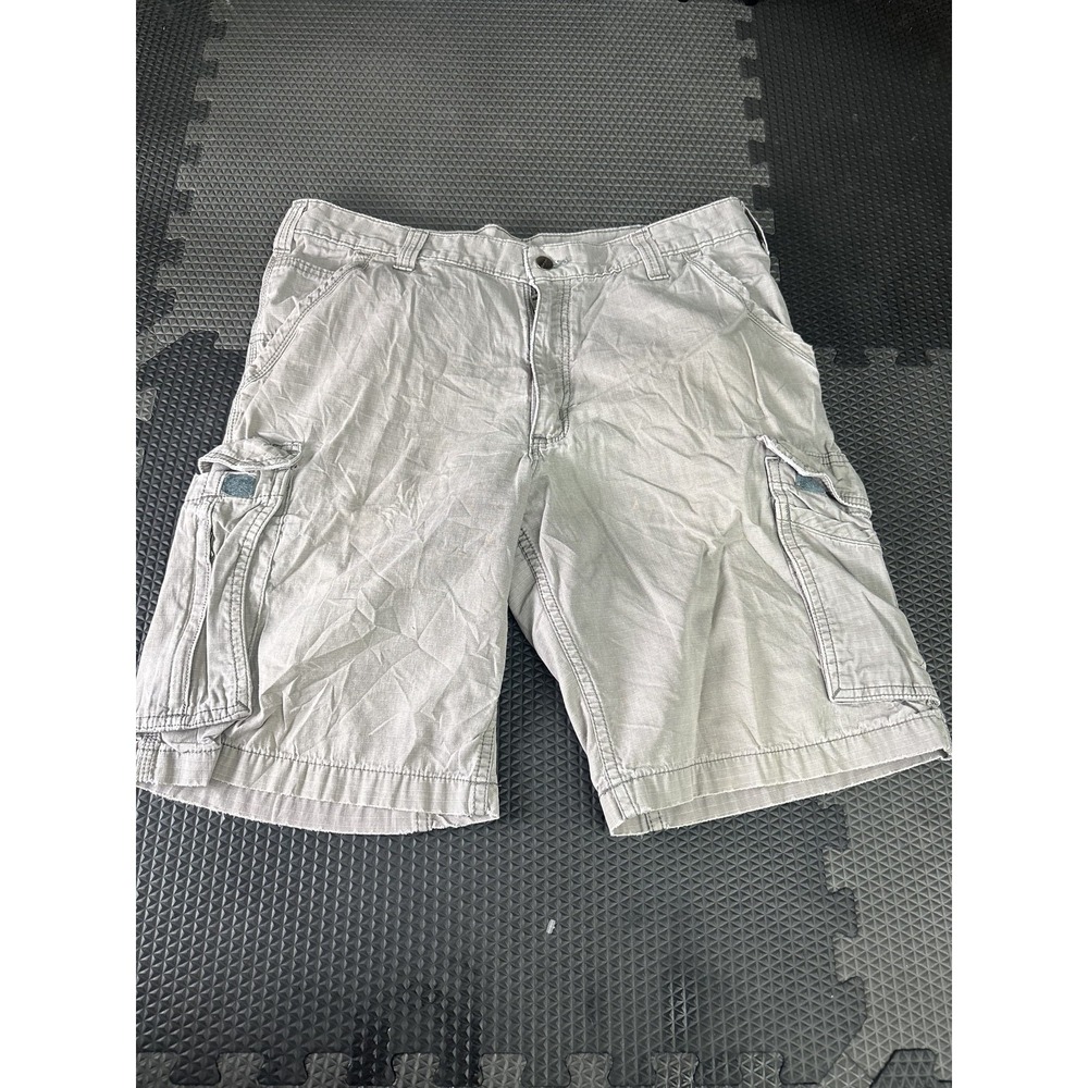 Carhartt Men's Relaxed Fit Cargo Shorts Size 36 Grey Ripstop Cotton Work Utility